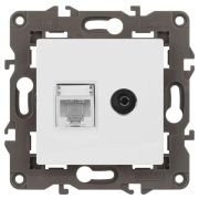 Розетка ЭРА Elegance 14-3110-01М RJ45+TV матов. бел. Эра Б0065767