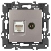 Розетка ЭРА Elegance 14-3110-16 RJ45+TV титан Эра Б0065768
