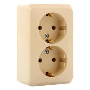 Розетка 2-м ОП Этюд 16А IP20 250В с заземл. без защ. шторок крем. SE PA16-007K